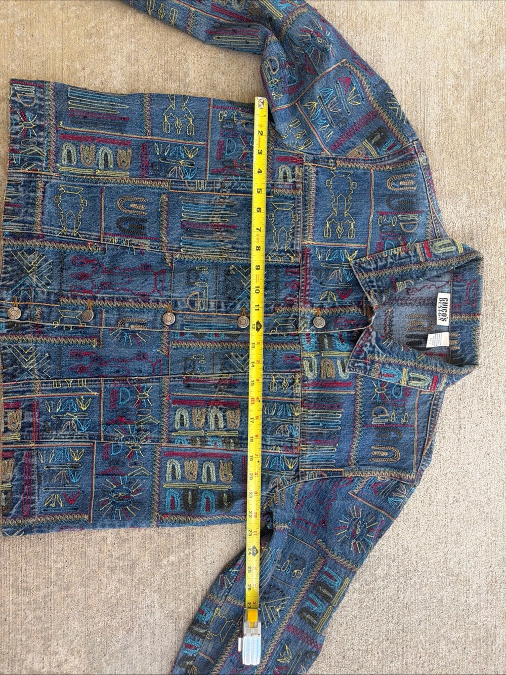Chico's Multicolor Embroidered Tribal Blue Denim Jacket Size 3/ XL? - Picture 10 of 16